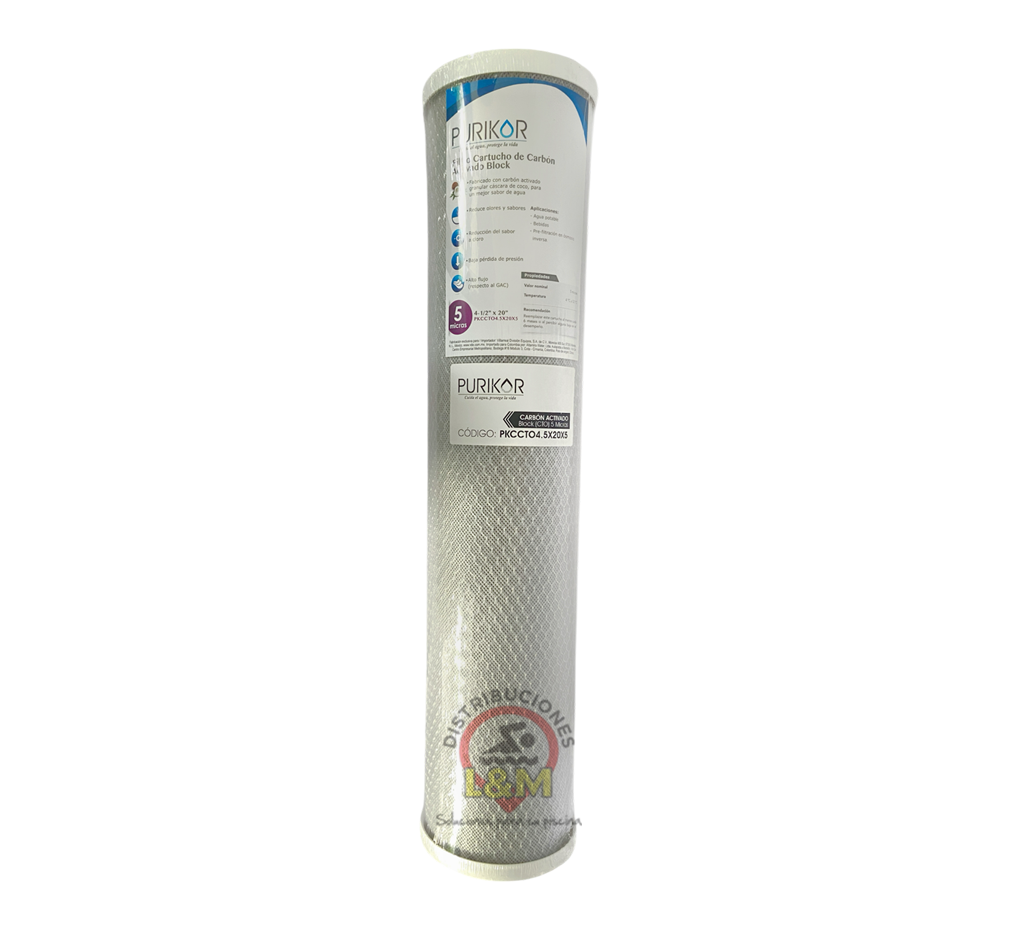 Filtro cartucho carbón activado Block 2.5x20.5 Purikor